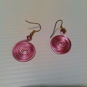 Women's Handmade Pink Spiral Earrings